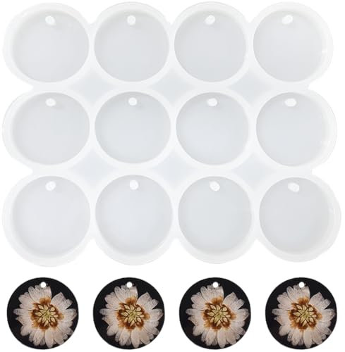 Nifocc 12 stampi rotondi in resina epossidica a forma di cerchio in silicone portachiavi rotondo in silicone per gioielli fai da te