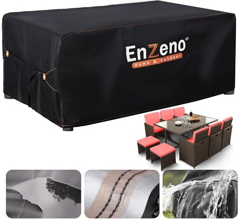 Enzeno Outdoor Garden Furniture Covers Waterproof with Air Vent, 220x120x74 cm, Patio Furniture Cover for outside Rectangle/Rectangular Table and Chair Set, rattan furniture set…