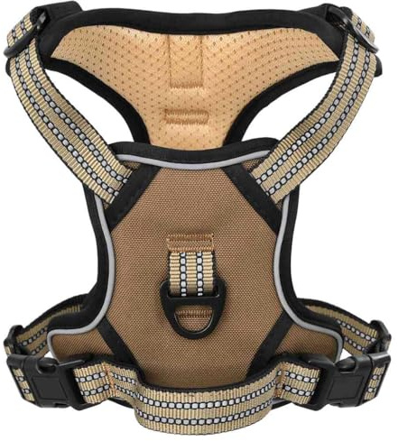vidaXL Hundegeschirr, Brustgeschirr mit 2 Schnellverschlüsse, Sicherheitsgeschirr Reflektierend Verstellbar, Haustiergeschirr, Braun M Polyester