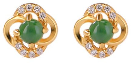 Lllunimon 925 Sterling Silber zierliche Blume Ohrstecker grüne Jade Ohrringe, Hotan Jade Schmuck für Frauen,Gold