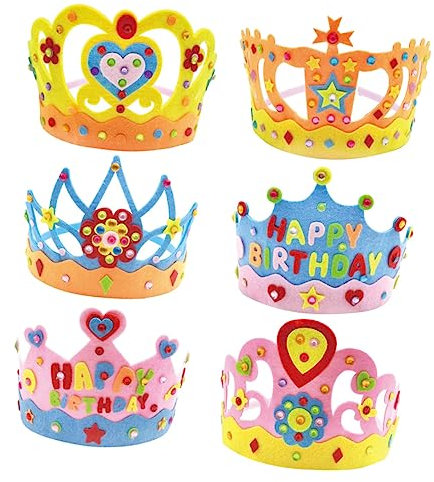 CIYODO Mini Kronen Bastelset für Geburtstagsparty Kinderkrone zum Selbermachen und Geburtstagskappe Geeignet für Viele Anlässe