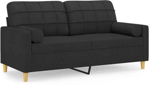 HETFTJN Lounge Sofa Schlafsessel Camping Sofa Camping Couch - 2-Sitzer-Sofa mit Zierkissen Schwarz 140 cm Stoff für Büro Relaxationsraum Sitzzimmer Schlafzimmer