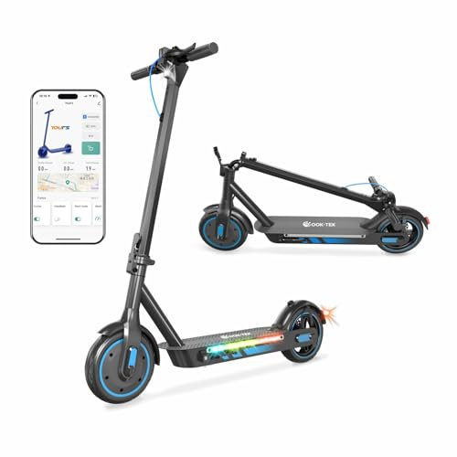 OOKTEK Monopattino Elettrico Adulto Pieghevole, 10 Kick Scooter Elettrico per Adulti, Motore da 500W, Batteria da 15Ah, Autonomia di 35-45 km, 3 Impostazioni di Velocità, Blu