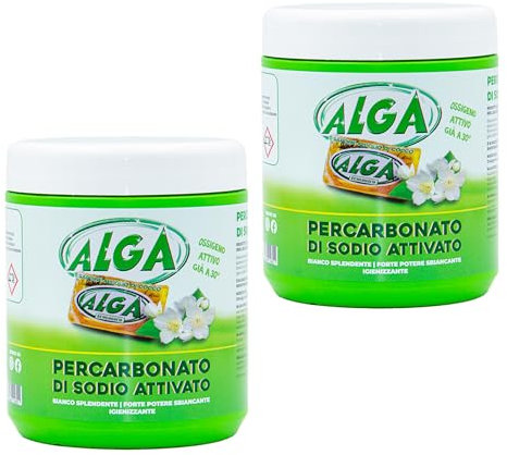 ALGA BIO - Percarbonato di Sodio Attivato Polvere Sbiancante Smacchiante Igienizzante Ecologico Naturale per Bucato a Mano e Lavatrice Alga 500 gr