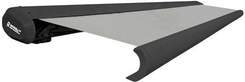 INTELROLL INT500 Full Cassette Retractable Awning Canopy 2.5m x 2m (8.2ft x 6.7ft) For Garden Patio or Shop Front ELECTRIC Motorised Control Grey Frame with Acrylic 320gsm in Silver Grey