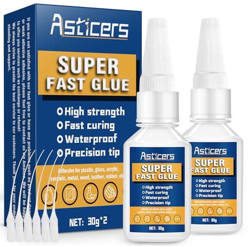 Super Fast Glue All Purpose, Waterproof and Heat-Resistant Strong Glue, Strong Adhesives for Everything, Superglue for Plastic, Glass, Vinyl, Acrylic, PVC, Metal, etc.
