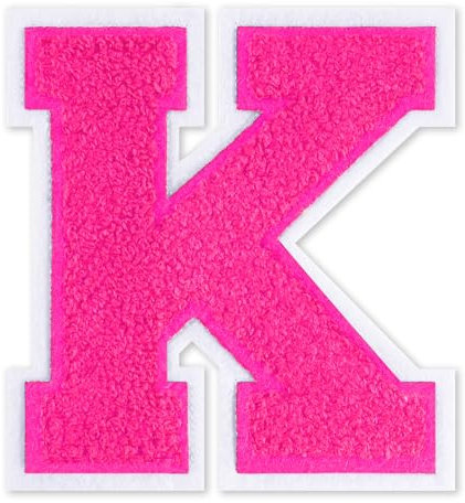 QianSiLi 4.5 Inch Chenille Iron On Letters for Clothes Varsity Letter Patches Embroidered Patch Iron On Patches for Clothing Varsity Jacket Hoodie (Pink,K)