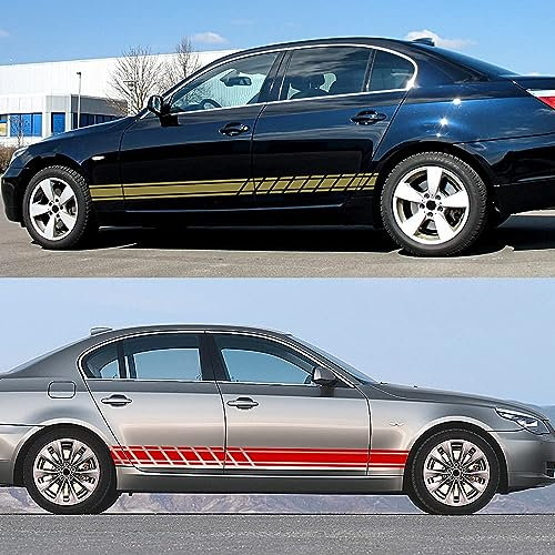 Auto Seitenschweller Aufkleber für BMW E46 3 Series E30 E34 E36 E39 E60 E70 E87 E90 E91 E92,Karosserie-Seitenstreifen-Aufkleber,1 Paar Sport Racing Streifen Aufkleber,Vinyl Aufkleber Außenzubehör