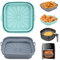 Alyvisun Moldes Silicona Freidora de Aire, 2 Piezas Bandeja Accesorios para Freidora sin Aceite Reutilizable Recipientes Cuadrado Cesta Utensilios para Air Fryer, Microondas, Horno (Azul Claro+Gris)