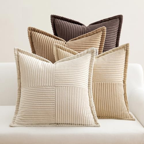 EMEMA Kordsamt Kissenbezüge 4er Set Dekokissen Kissenhülle Sofakissen Weich Dekorativ Kissenbezug 40x40 cm Zierkissen Couchkissen für Wohnzimmer Schlafzimmer Kaffee Serie