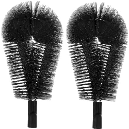 Dachrinnenreiniger 24mm 2 Stück, PP Nylon Edelstahl Bürstenkopf | Entstopft Laub, Formstabil und Verschleißfest, für Gewerbegebäude und Zuhause, Schwarz