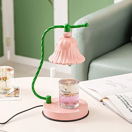 Adjustable Candle Warmer Lamp with Timer & Dimmer Metal Wax Warmer for Yankee Large Jar Candles Stylish Home Decor & Girl's Bedroom Accent (Pink)