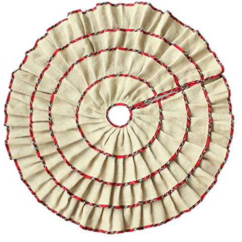 ENSDIEPLS Cache-Pied pour Sapin de Noël Jupe de Sapin de Noël en Toile de Jute à Volants de 24/36/42/50/60 Pouces de diamètre(1,60inch)