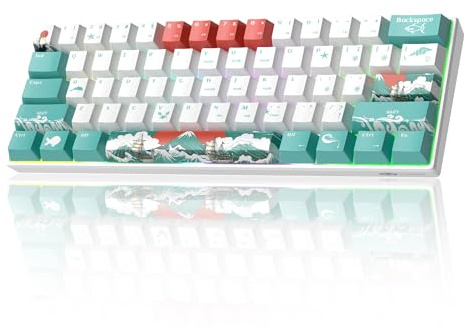 Camiysn 60% Mechanical Gaming Keyboard,Mixed Color Keycaps Gaming Keyboard with Linear Red Switches, Detachable Type-C Cable Mini Keyboard with Blue LED Light for PC/Laptop