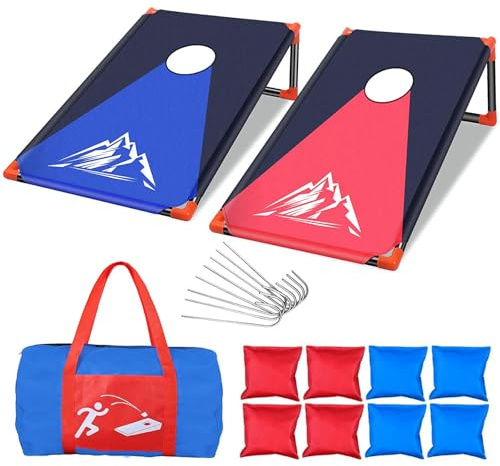 NZQXJXZ Portable Cornhole Game for Adults,PVC Framed Cornhole Toss Game Set