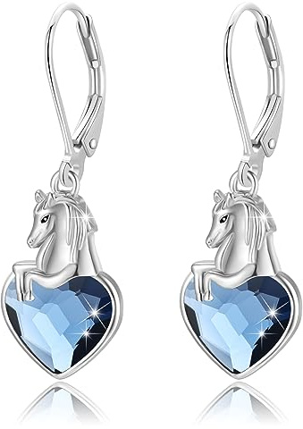CRWENG Pferdekopf Kreolen Schmuck Geschenke für Tochter Kinder Mädchen Tier Creolen 925 Sterling Silber Ohrhänger Hypoallergene Tochter Frauen Weihnachten Valentinstag