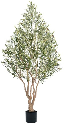 Keeplush Ulivo Artificiale 244 cm— pianta finta altaalbero artificiale da interno con 1750 foglie realistiche e 145olive di interni ed esterni, uffici e soggiorni.
