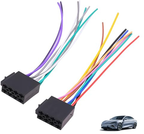 2 Piezas Cable Adaptador ISO 8 Pines Radio Coche, Conector Hembra ISO a Extremos Abiertos para Alimentación y Altavoces, para Opel, Ford, Renault, Peugeot, Toyota, y Radios con Conexión ISO
