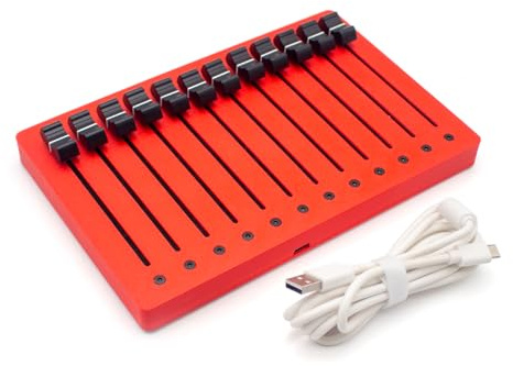 LeTkingok 12-Kanal Motorfader MIDI Controller, 10cm hochpräzise Fader, USB Plug & Play
