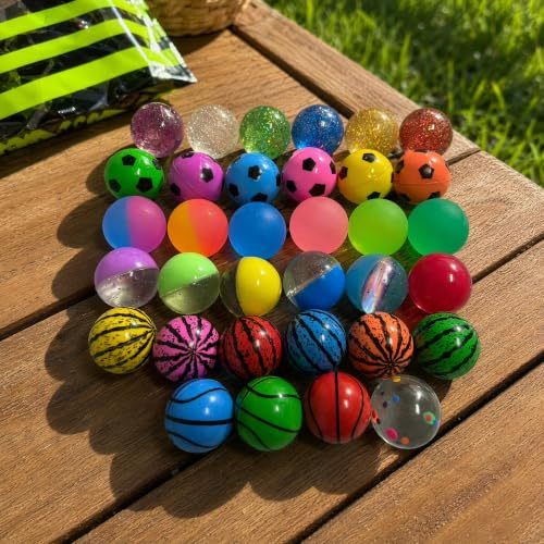 Moxiewell 34 Stück 32 mm Flummies für Kinder, Kindergeburtstag Gummibälle