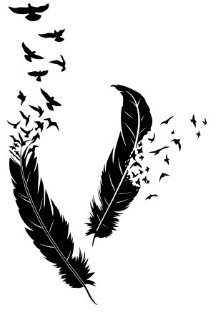 Wandtattooladen Wandtattoo - Feder-Vogelschwarm Größe:53x80cm Farbe: Schablone