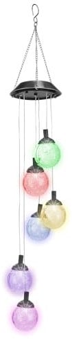 Spetebo LED Solar Windspiel - 6 Kugeln mit Farbwechsel - Garten Deko Solarleuchte Solarlampe