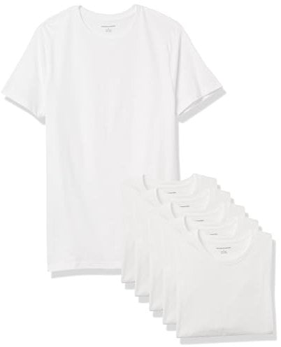Amazon Essentials Men's Cotton Crew Neck Undershirts, Versatile Soft Basics, Pack of 6, White, XS