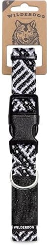 Wilderdog Climbing Rope Dog Collar - Outdoor Durable Climbing Rope Design with Heavy-Duty Secure Hardware for Safety - Adjustable to fit 10-14 Around with a 3/4 Band - Small - Black & White