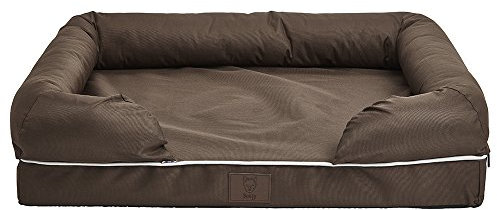 Bunty Cosy Couch Dog Bed, Medium - Dog Mattress Bed, Soft Bolster Walls, Thick Foam Padding - Non-Slip Base, Washable, Removable Cover - Made in the UK - Medium, Brown
