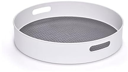Copco 5218433 Non-Skid Under-Sink Pantry Cabinet Kitchen Orangizer Lazy Susan with Rimmed Edge, Plastic, White/Gray