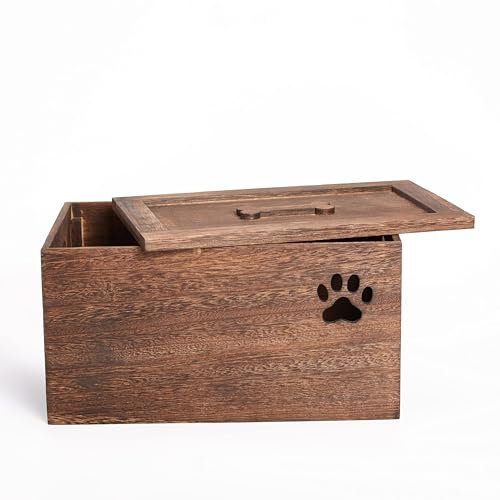 Dog Toys Chest Storage Collection Box with Lid Wooden Crates Gift Hampers (Brown, Large)