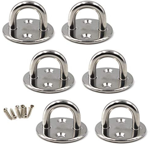 Flomore M5 Augplatte 304 Edelstahl Haken Wandmontage Packung mit 6 (Schrauben enthalten)