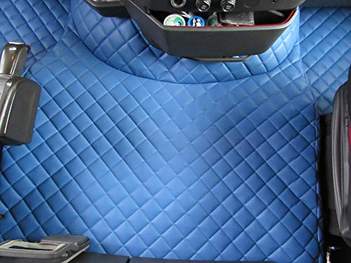 TEXMAR Fußmatten für Volvo FH4 Automat ab 2014 Linkslenker, blaues Öko-Leder