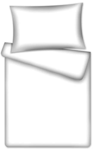 KiGATEX Kinderbettwäsche 2-TLG. 100% Baumwolle 40x60 + 100x135 cm mit Reißverschluss (Uni Weiss)
