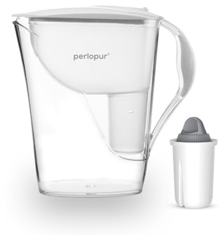 perlopur® Wasserfilter Fashion (weiß) +1 Filterkartusche Protect+ | 3,3 l ges., 1,6 l gefiltert, Einfüllverschluss, BPA-frei, für classic Kartuschen, für sehr hartes Wasser, starke Entkalkung
