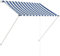 vidaXL Markise, Klemmmarkise Einziehbar, Sonnenschutz für Fenster Terrasse Balkon, Balkonmarkise Fallarmmarkise Fenstermarkise, 100×150cm Blau Weiß