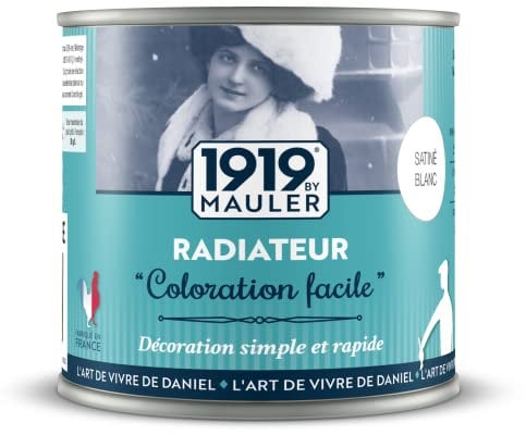 1919 BY MAULER - Peinture « Coloration Facile » - Satiné Blanc - Pour radiateur sans ponçage, sans odeur - 0,5L - Qualité professionnelle