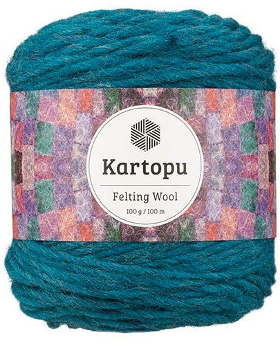 Filzwolle 100gr Knaul,uni+Color,100m Lauflänge, 100% Schurwolle, Mengen und Farbe frei wählbar (türkis 1532)