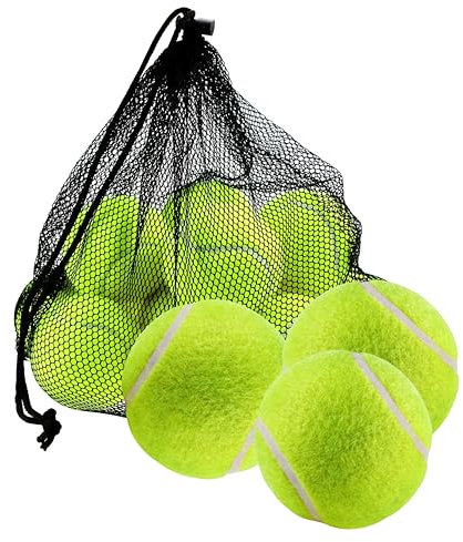 72 palline da tennis per competizioni e allenamenti, palline da tennis gialle per tutte le superfici, sabbia e scaglie - con rete da tennis per riporle (72 pezzi).