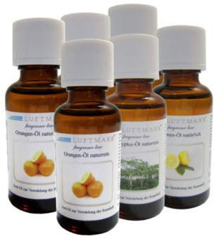 6 x LUFTMAXX Duftöl Bundle Zitrone natürlich, Orange naturrein, Eukalyptus naturrein je 2 x 30 ml für Staubsauger mit Wasserfilter Wasserstaubsauger und Lufterfirscher