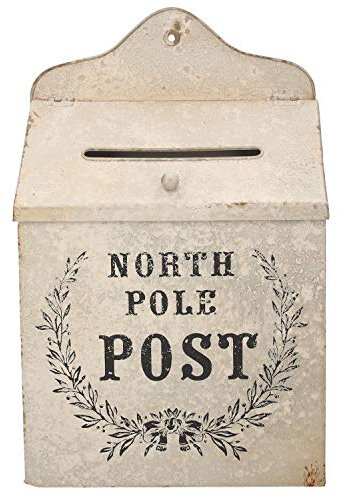 KEYHOMESTORE North Pole Post - Buzón (hierro antiguo, color beige para colgar, altura 40 cm)