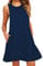 OMZIN Damen Ärmellos Kleider Camisole Minikleider Einfarbig A Linie Sommerkleid Navy Blau XL