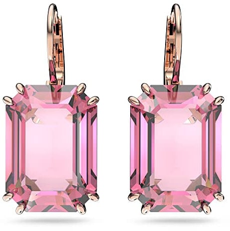 Swarovski Millenia Ohrstecker, Rosé Vergoldete Ohrringe mit Strahlendem Rosafarbenen Swarovski Kristall
