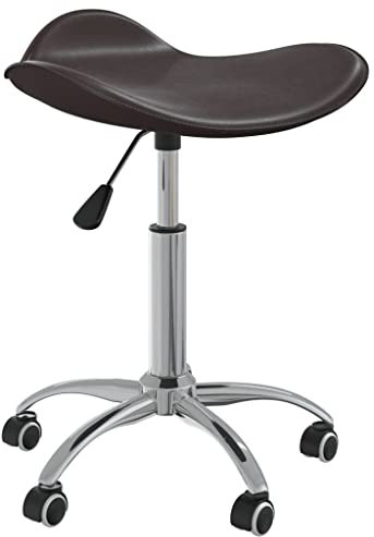 vidaXL Esszimmerstuhl, Küchenstuhl Drehbar Höhenverstellbar, Essstuhl mit Rollen, Drehstuhl Stuhl für Esszimmer Küche, Braun Kunstleder