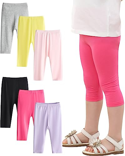 Adorel Capri Leggings 3/4 Pantaloni Estivi Bambina Confezione da 6