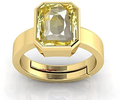 Anuj Sales Vergoldeter Ring 18,00 Karat, 17,00 Karat, ohne Heizung, ohne Behandlung, A+, natürliche Qualität von Pukhraj gelbem Saphir für Frauen und Männer {Labor zertifiziert},, free size,