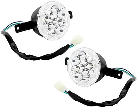 Nimomo 2 Stück Motorrad Scheinwerfer, 12V LED Links Rechts Scheinwerfer Lampe Fit für B-u-ll F-a-rm Q-u-ad Crossmotor Dirt Bike ATV 150cc 250ccm
