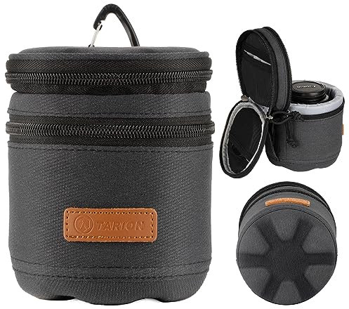 TARION Objektivtasche Objektivbeutel mit Hartschalenboden, Stoßfest, Wasserabweisend Kamera Objektiv-Schutztasche für Canon, Nikon, Pentax, Sony, Olympus Objektive(Dunkelblau Größe S)