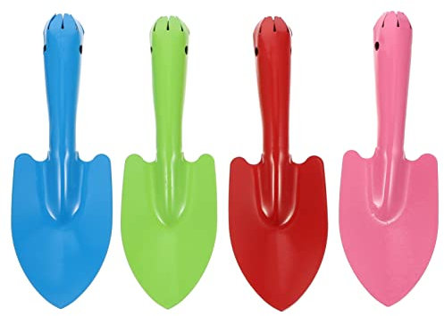 Toddmomy 4pcs Kids Gardening Tools, Mini Trowel Set Colorful Metal Hand for Kids Safe Beach Sandbox Toy Garden Tools