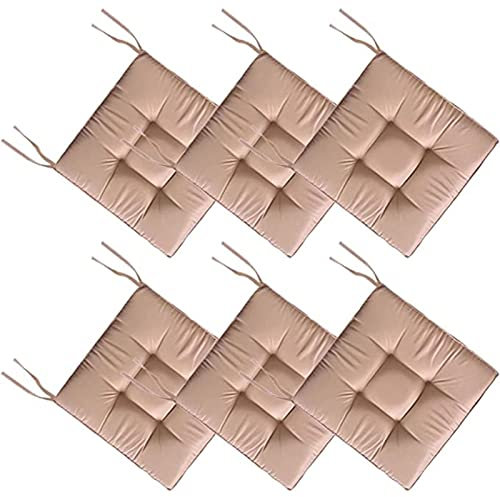 TOULIVER 6er Set Stuhlkissen 40x40/ 45x45 Bequeme 7cm Polsterauflage Auflage für Stühle/Bänke in Haus und Garten Sitzkissen Sitzauflage Gartenkissen Wasserfest,Beige,40x40cm